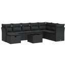 sofasæt til haven 9 dele med hynder polyrattan sort
