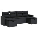 sofasæt til haven 6 dele med hynder polyrattan sort