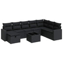 sofasæt til haven 9 dele med hynder polyrattan sort