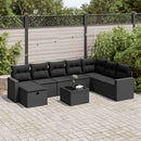 sofasæt til haven 9 dele med hynder polyrattan sort