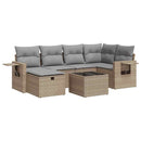 sofasæt til haven 7 dele med hynder polyrattan beige