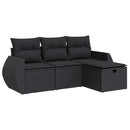 sofasæt til haven 4 dele med hynder polyrattan sort