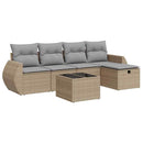 sofasæt til haven 6 dele med hynder polyrattan beige
