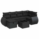 sofasæt til haven 7 dele med hynder polyrattan sort
