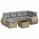 sofasæt til haven 7 dele med hynder polyrattan beige