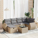 sofasæt til haven 7 dele med hynder polyrattan beige