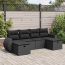 sofasæt til haven 6 dele med hynder polyrattan sort
