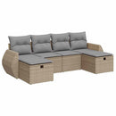 sofasæt til haven 6 dele med hynder polyrattan beige