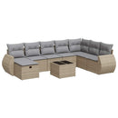 sofasæt til haven 9 dele med hynder polyrattan beige