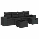 sofasæt til haven 6 dele med hynder polyrattan sort