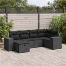 sofasæt til haven 6 dele med hynder polyrattan sort