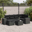 sofasæt til haven 7 dele med hynder polyrattan sort