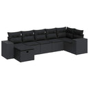 sofasæt til haven 7 dele med hynder polyrattan sort