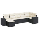 sofasæt til haven 7 dele med hynder polyrattan sort