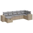sofasæt til haven 7 dele med hynder polyrattan beige