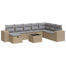 sofasæt til haven 9 dele med hynder polyrattan beige