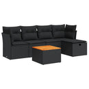 sofasæt til haven 6 dele med hynder polyrattan sort