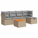 sofasæt til haven 6 dele med hynder polyrattan beige