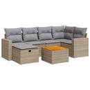 sofasæt til haven 7 dele med hynder polyrattan beige
