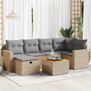 sofasæt til haven 7 dele med hynder polyrattan beige
