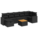 sofasæt til haven 8 dele med hynder polyrattan sort