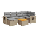 sofasæt til haven 7 dele med hynder polyrattan beige