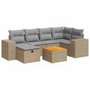 sofasæt til haven 7 dele med hynder polyrattan beige