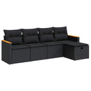 sofasæt til haven 5 dele med hynder polyrattan sort