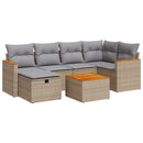 sofasæt til haven 7 dele med hynder polyrattan beige