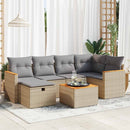 sofasæt til haven 7 dele med hynder polyrattan beige