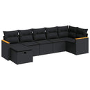 sofasæt til haven 7 dele med hynder polyrattan sort