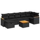 sofasæt til haven 8 dele med hynder polyrattan sort