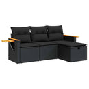 sofasæt til haven 4 dele med hynder polyrattan sort