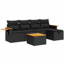 sofasæt til haven 6 dele med hynder polyrattan sort