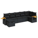 sofasæt til haven 7 dele med hynder polyrattan sort