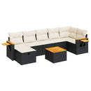 sofasæt til haven 8 dele med hynder polyrattan sort