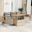 sofasæt til haven 5 dele med hynder polyrattan og akacie beige
