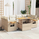 sofasæt til haven 7 dele med hynder polyrattan akacietræ beige