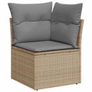 sofasæt til haven 7 dele med hynder polyrattan akacietræ beige