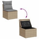 sofasæt til haven 7 dele med hynder polyrattan akacietræ beige