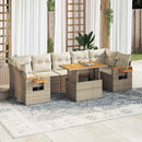 sofasæt til haven 8 dele med hynder polyrattan akacietræ beige