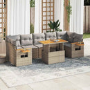 sofasæt til haven 8 dele med hynder polyrattan akacietræ beige
