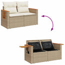 sofasæt til haven 7 dele med hynder polyrattan akacietræ beige