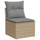 sofasæt til haven 7 dele med hynder polyrattan akacietræ beige