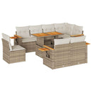 sofasæt til haven 9 dele med hynder polyrattan akacietræ beige
