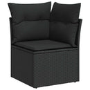 sofasæt til haven 7 dele med hynder polyrattan akacietræ sort