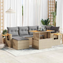 sofasæt til haven 7 dele med hynder polyrattan akacietræ beige