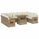 sofasæt til haven 10 dele med hynder polyrattan akacietræ beige