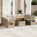 sofasæt til haven 10 dele med hynder polyrattan akacietræ beige
