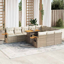 sofasæt til haven 11 dele med hynder polyrattan akacietræ beige